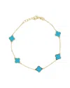 Sabrina Designs 14k Turquoise Station Clover Bracelet In Gold