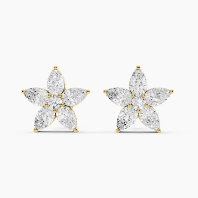 Sabrina Designs Lab Grown Diamonds 14k Gold Floral Lab Grown Diamond Fashion Stud Earrings 1.21 Cttw In Silver