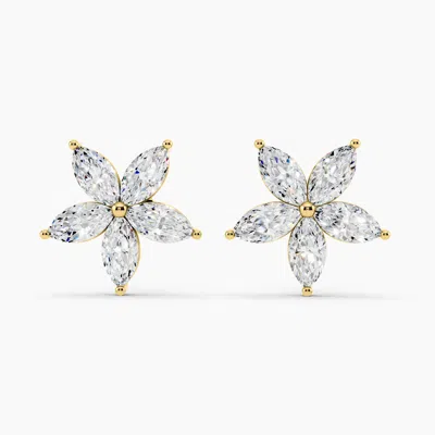 Sabrina Designs Lab Grown Diamonds 14k Gold Floral Maquise Lab Grown Diamond Fashion Stud Earrings 2.10 Cttw In Silver