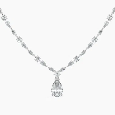 Sabrina Designs Lab Grown Diamonds 14k Gold Lab Grown Diamond Alternating Diamond Lined Pear Drop Necklace 20.00 Cttw In Metallic