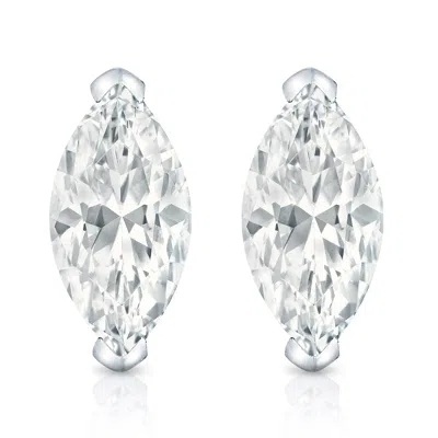 Sabrina Designs Lab Grown Diamonds 14k Gold Lab Grown Diamond Marquise V Prong Stud Earrings 2ct In Silver