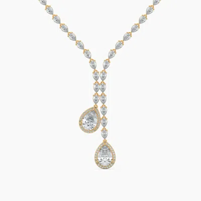 Sabrina Designs Lab Grown Diamonds 14k Gold Lab Grown Diamond Pear Halo Lined Double Lariat Necklace 16.23 Cttw