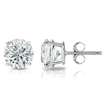 Sabrina Designs Lab Grown Diamonds 14k Gold Lab Grown Diamond Round 4-prong Basket Stud Earrings 8.00 Cttw In Silver