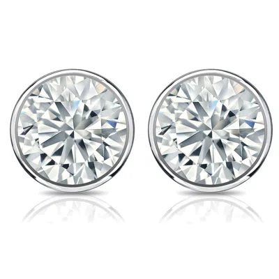 Sabrina Designs Lab Grown Diamonds 14k Gold Lab Grown Diamond Round Bezel Stud Earrings 2.50 Cttw In Silver