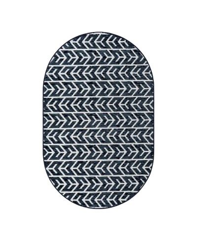Sabrina Soto Outdoor Sso003 5' X 8' Oval Area Rug In Navy
