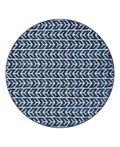 Sabrina Soto Outdoor Sso003 6' X 6' Round Area Rug In Navy