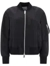 Sacai Zip-up Nylon Bomber Jacket In Black