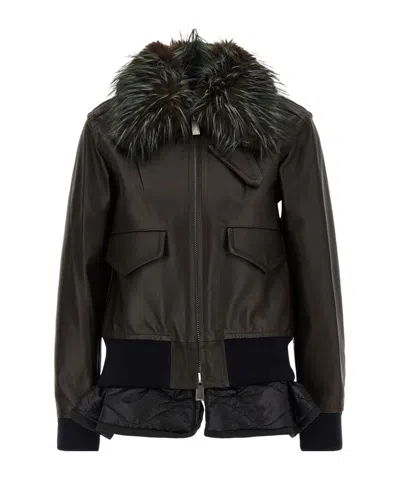 SACAI SACAI 2 IN 1 ZIPPED LEATHER JACKET