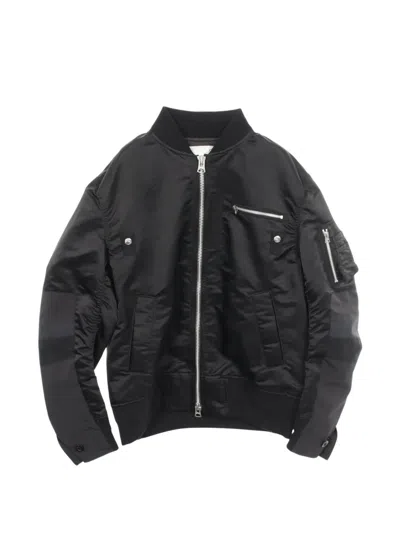 Pre-owned Sacai 2010s Color-block Bomber Jacket In Black