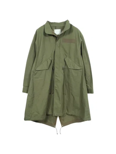 Pre-owned Sacai 2010s Drawstring Fishtail Coat In Green