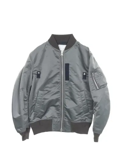Pre-owned Sacai 2010s Ma-1 Bomber Jacket In Grey