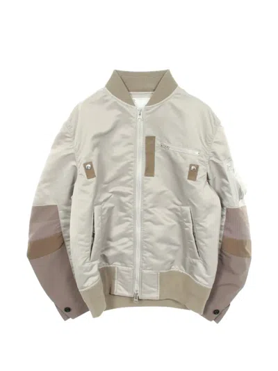 Pre-owned Sacai 2010s Panelled Bomber Jacket In Grey