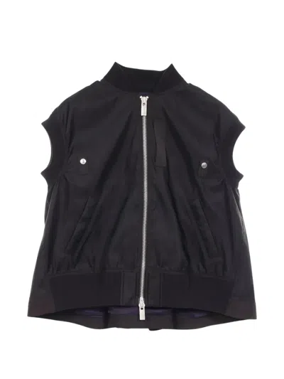 Pre-owned Sacai 2010s Zip-up Bomber Jacket In Black