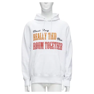 Pre-owned Sacai 2020 Big Lebowski Really Tied Room Together Slogan White Hoodie Sz.2 M