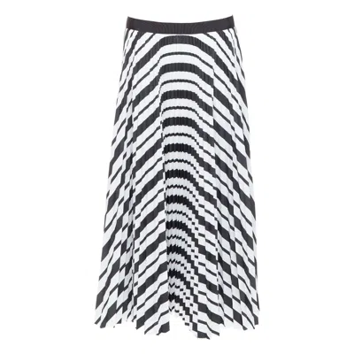 Pre-owned Sacai 2020 Black White Striped Ribbon Waistband Pleated Midi Skirt Jp4 Xl