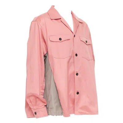 Pre-owned Sacai 2022 Pink Grey Cotton Nylon Flared Inserts Safari Boxy Shirt Jp3 L