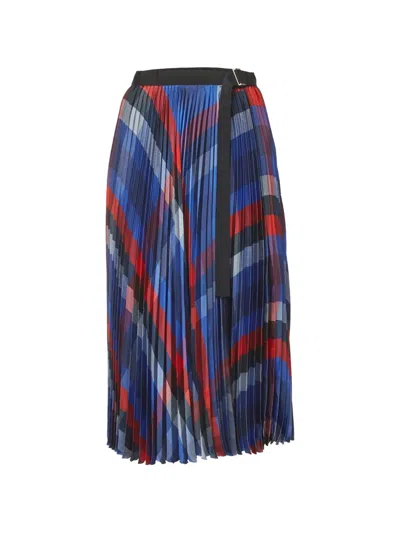 Pre-owned Sacai 2022 Plaid Maxi Skirt In Blue
