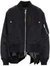 Sacai Pleated-hem Zip-up Bomber Jacket In Black