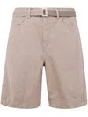 Sacai Belted Mid-rise Shorts In Beige