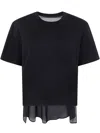 Sacai Nylon Twill Mix Cotton Jersey T-shirt Clothing In Black
