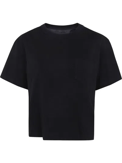 SACAI NYLON TWILL MIX COTTON JERSEY T-SHIRT,25.07690 001 BLACK