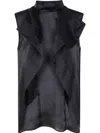 Sacai Asymmetric Ruffle Tank Top In Chiffon In Black