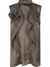 Sacai Asymmetrical Layered Satin Chiffon Tank Top In Green