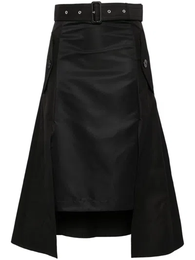 Sacai A-line Skirt In Black