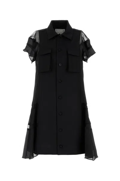 Sacai X Women's Suiting X Satin Dress In Black
