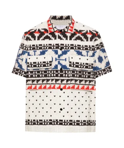 Sacai Abstract-pattern Shirt In White
