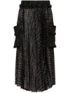 Sacai Pleated Skirt With Cargo Pockets Skirts Black In Black