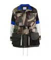 Sacai Abstract-print Colour-block Parka In Black