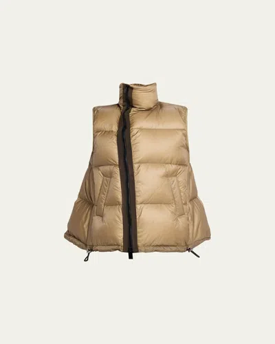 Sacai A-line Puffer Vest In Brown
