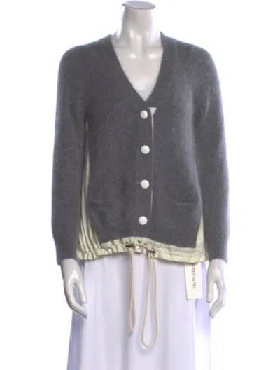 Pre-owned Sacai Angora V-neck Sweater In Gray