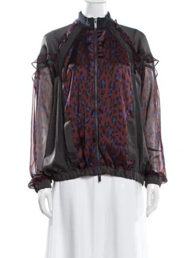 Pre-owned Sacai Animal Print Bomber Jacket In Red