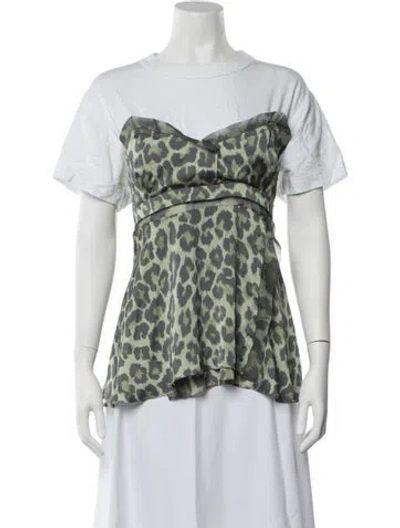 Pre-owned Sacai Animal Print Crew Neck Top In Green