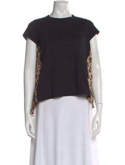 Pre-owned Sacai Animal Print Crew Neck T-shirt In Black