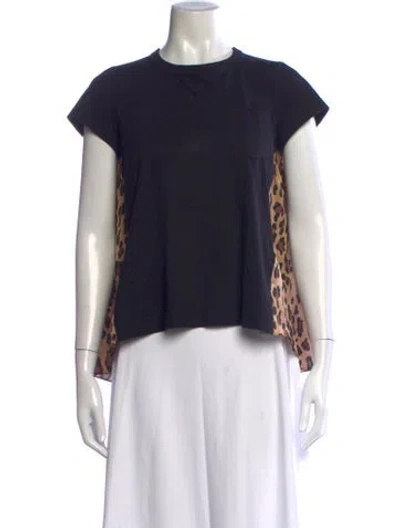 Pre-owned Sacai Animal Print Crew Neck T-shirt In Black