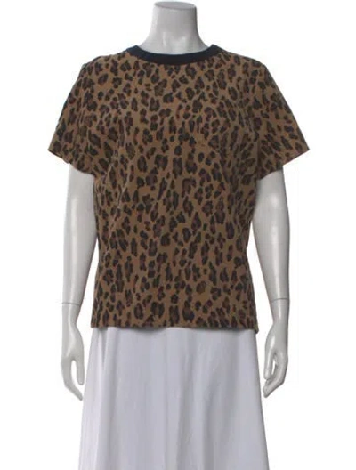 Pre-owned Sacai Animal Print Crew Neck T-shirt In Neutral