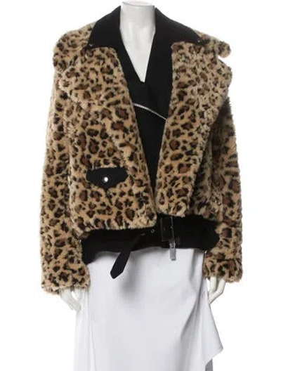 Pre-owned Sacai Animal Print Faux Fur Jacket In Multi