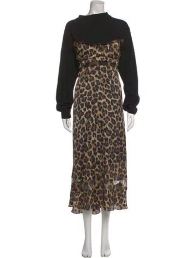 Pre-owned Sacai Animal Print Long Dress In Multi