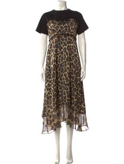 Pre-owned Sacai Animal Print Long Dress In Multi