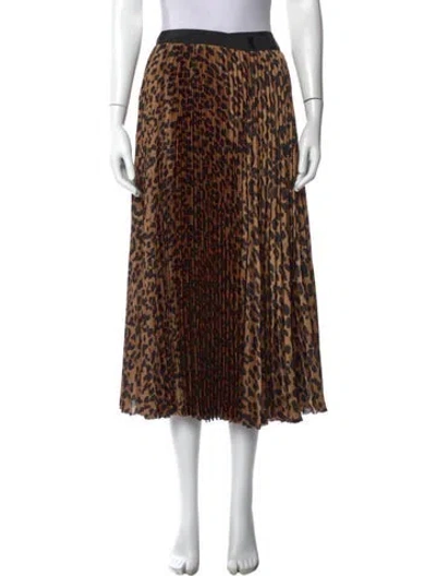 Pre-owned Sacai Animal Print Midi Length Skirt In Brown
