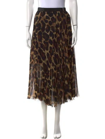 Pre-owned Sacai Animal Print Midi Length Skirt In Brown