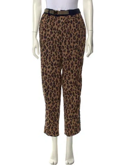 Pre-owned Sacai Animal Print Straight Leg Pants In Neutral