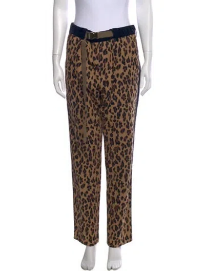 Pre-owned Sacai Animal Print Straight Leg Pants In Neutral