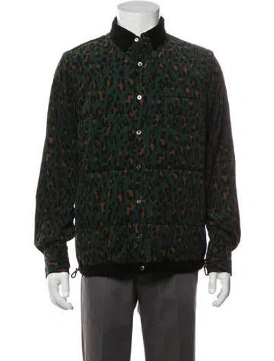 Pre-owned Sacai Animal Print Trucker Jacket W/ Tags In Green