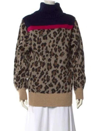 Pre-owned Sacai Animal Print Turtleneck Sweater In Multi