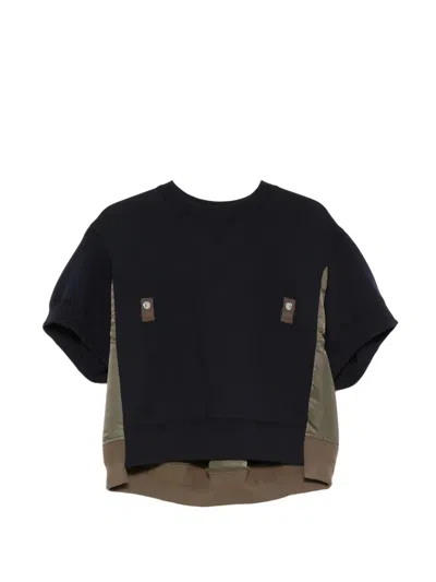 Sacai Appliqué Layered Sweatshirt In Black
