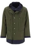 SACAI SACAI ARMY GREEN COTTON AND NYLON REVERSIBILE JACKET